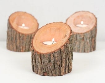 Tree Branch Candle Holders III- Rustic Wood Candle Holders, Tree Slice, Wooden Candle Holders, Wedding Centerpiece