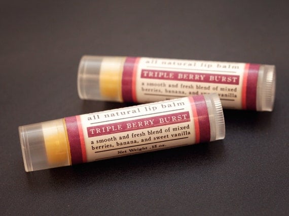 Triple Berry Burst Lip Balm - All Natural - Fruit Smoothie Flavor