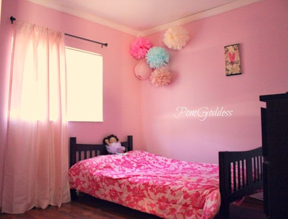 Children's Room Decor 5 tissue Paper Pom Poms - Nursery Decor - Wall hangings - Birthday Decor Il_570xn