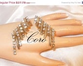 Vintage CORO Rhinestone Earrings, Dangling Snake Chain Ear-Climbers