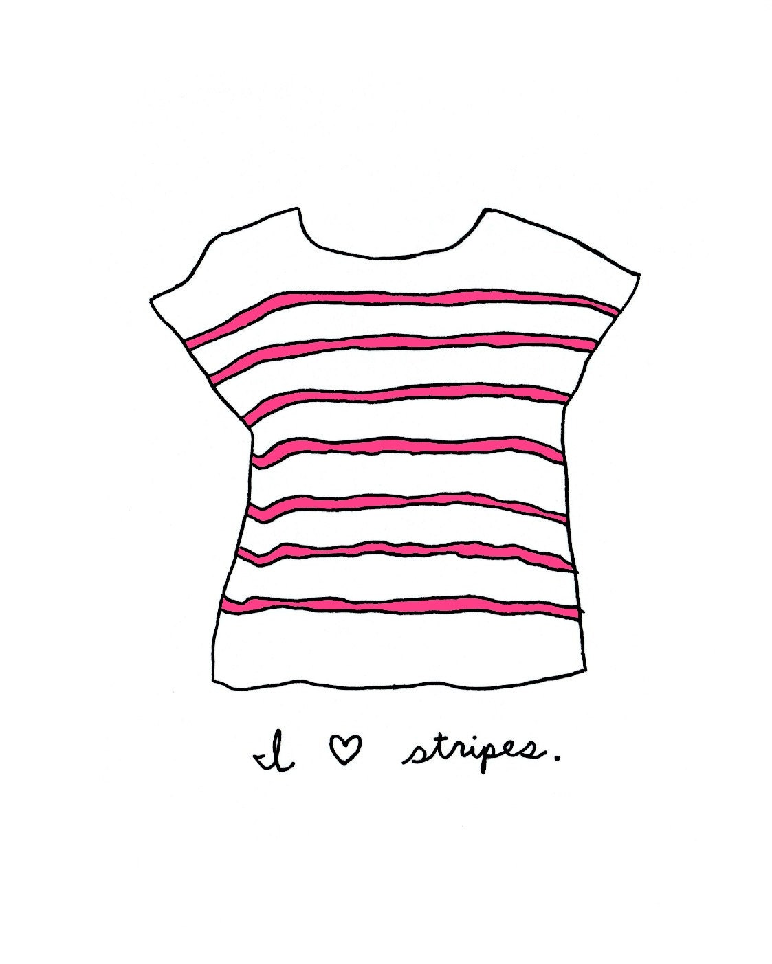 The Striped Tshirt- Choose Your Color- 5x7 Illustration Print
