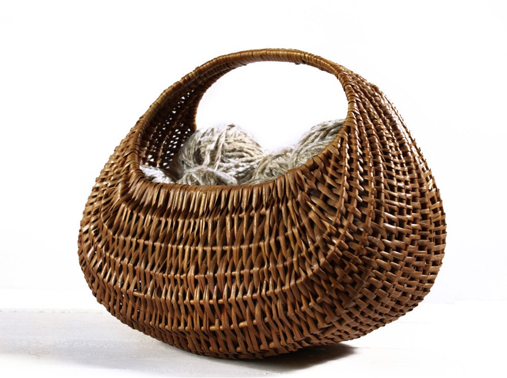 RARE very Large Vintage French WICKER "Gondola" BASKET