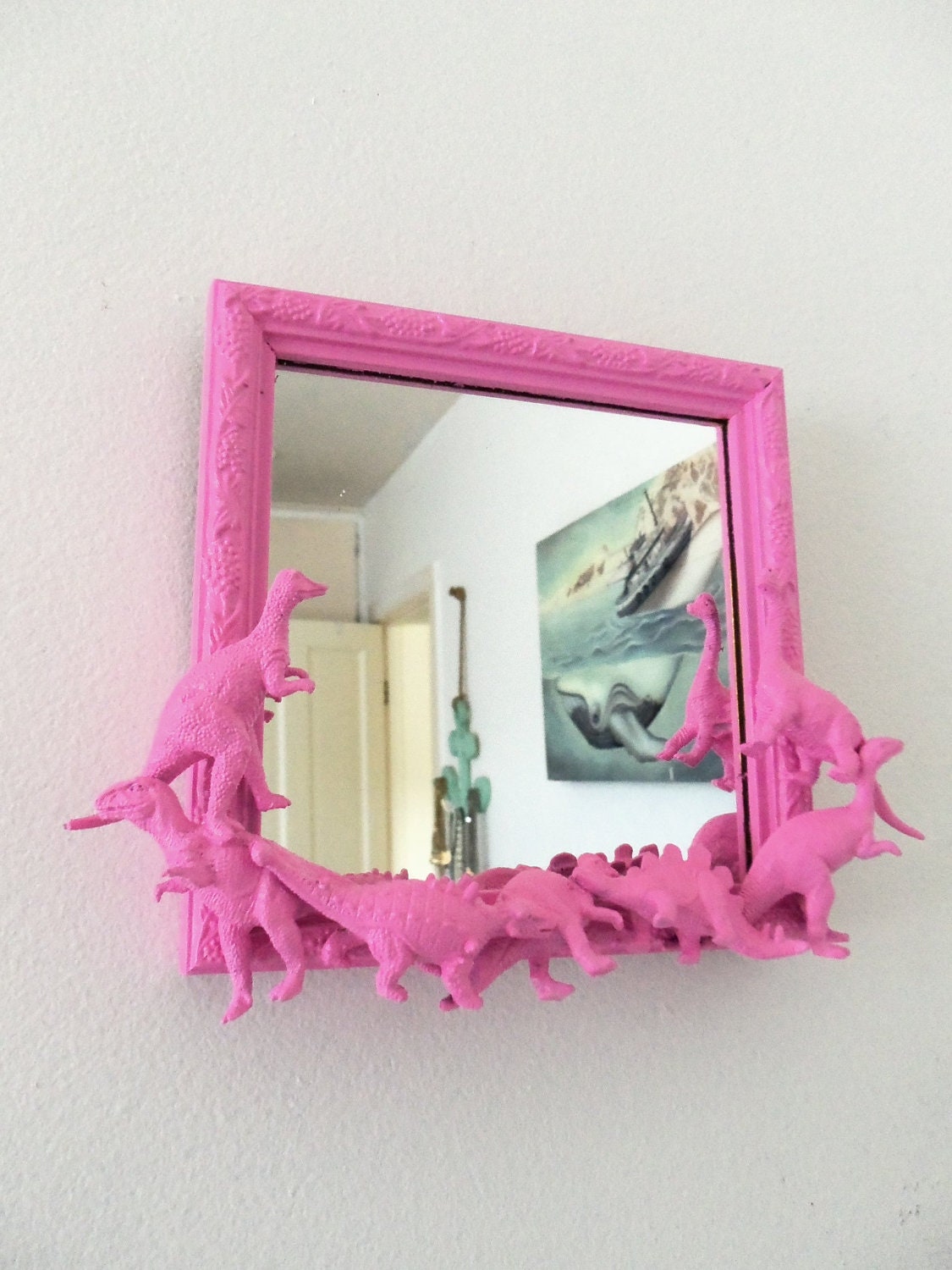 pink dinosaur mirror