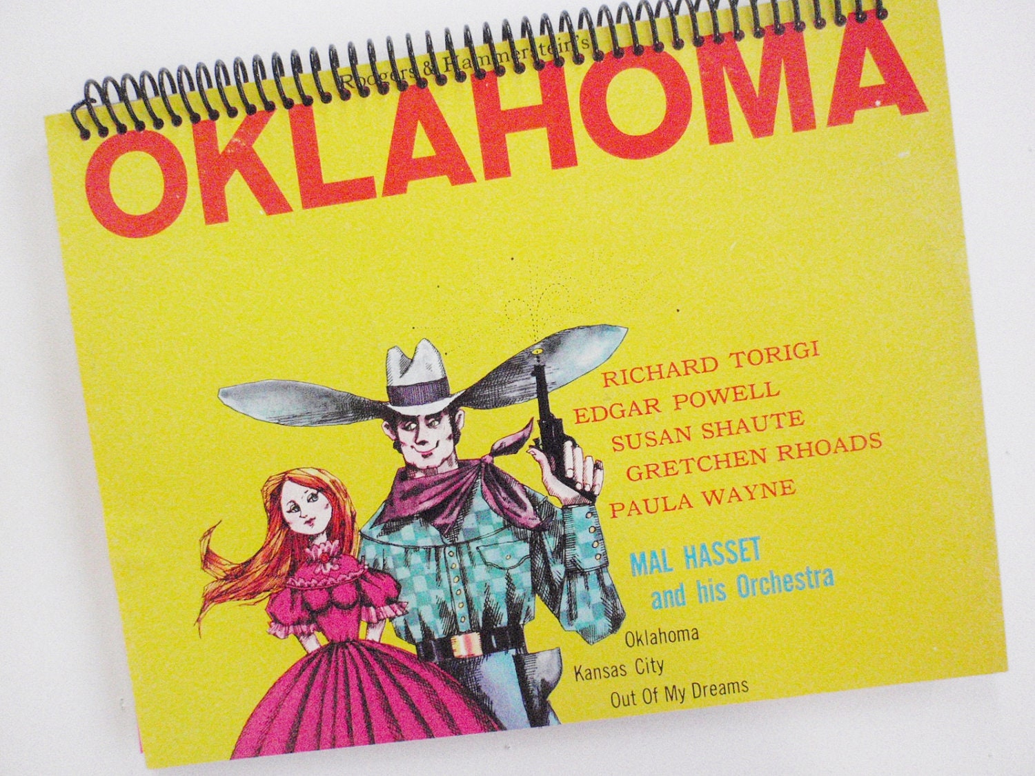Sketchbook OKLAHOMA  notebook Journal vintage record  Made from an actual record cover Rodgers and Hammerstein