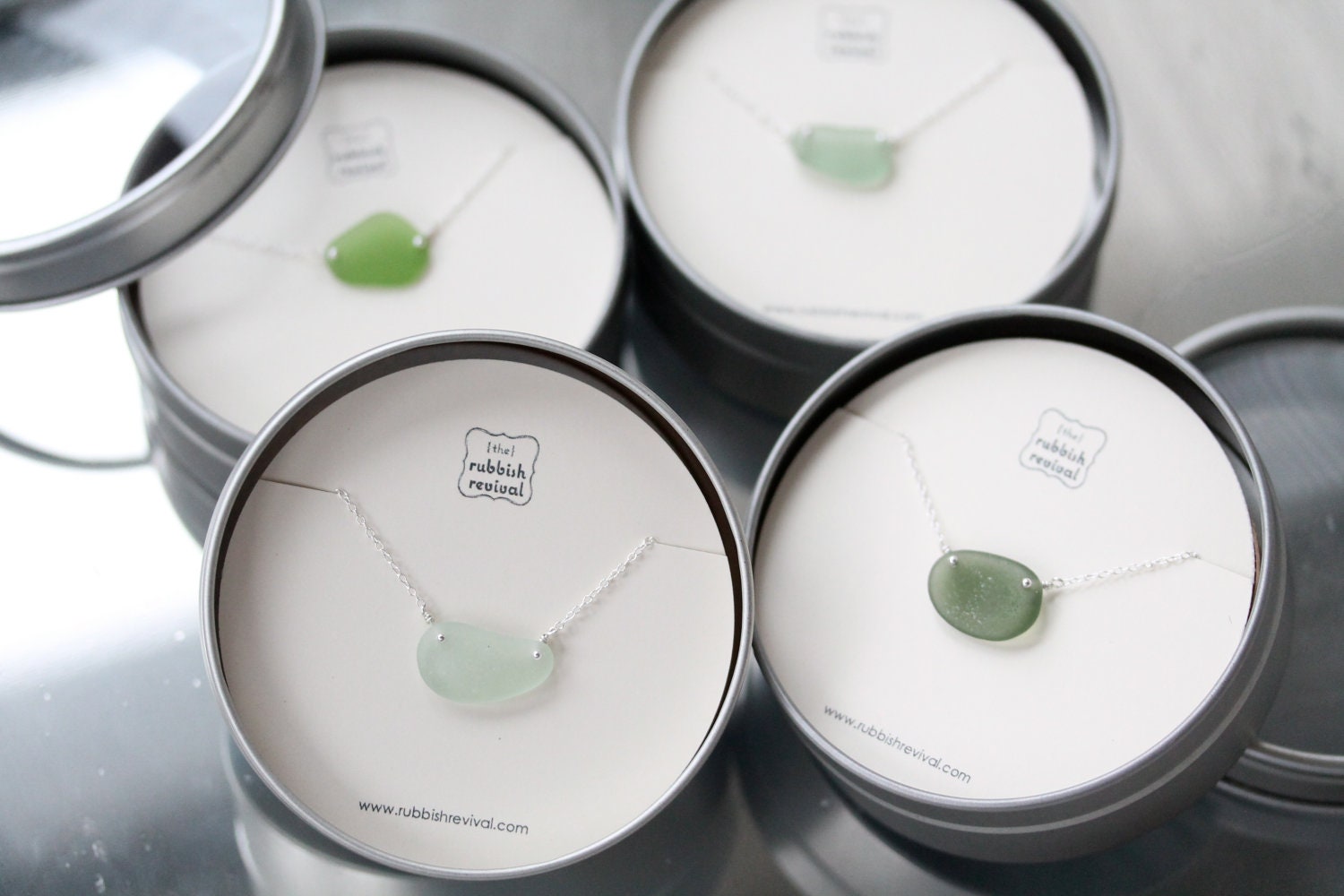 Sea Glass & Sterling Silver Necklace - Green