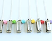 Bridesmaids Mini Harmonica Necklaces glitter roses really plays set of 6 six party favors gifts