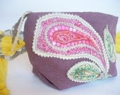 Mini Zipper Pouch  / Wild Flower small bag collection handmade by LunaBagDesigns
