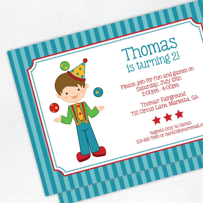 Carnival Party Birthday Invitation - Custom Kids / Childrens Invite - DEPOSIT or digital delivery option Il_170x135