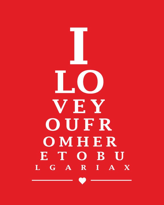 BULGARIA Eye Chart - 11 x 14 digital print design
