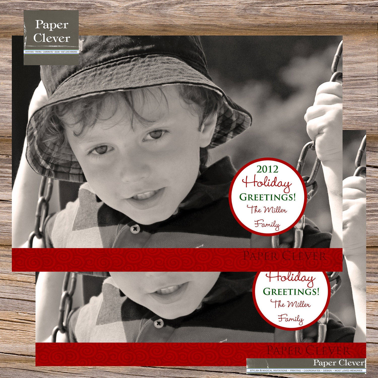 Modern Christmas Card with photo/s - digital media Il_570xn