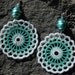 Crocheted Earrings in Mint and White color.