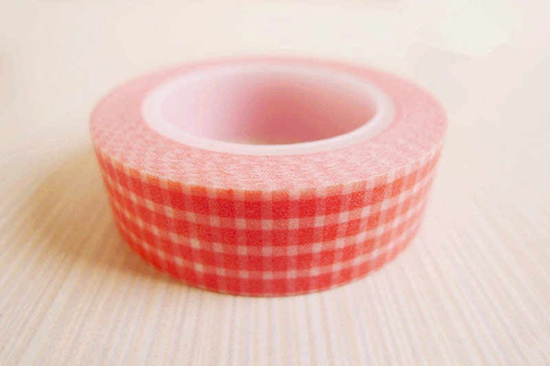 Washi Tape - Watermelon Red Plaid Pattern (10m)