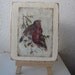 vintage birds image,French shabby chic on wooden tag/ with mini wooden easel -salvaged wood