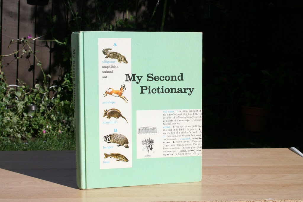 My Second Pictionary - 1964 - Stunning Illustrations - Ephemera - Mixed Media Craft Supplies
