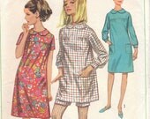 1960s Loose Fitting Dress or Blouse & Shorts Pattern Simplicity 7163 Size 11