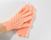 Hand Knitted Gloves - Peach, Size Medium