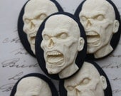 Zombie Monster Creepy Cameo Cabs - 5 pieces  -  Gothic Morbid Spooky Unset CAMEO