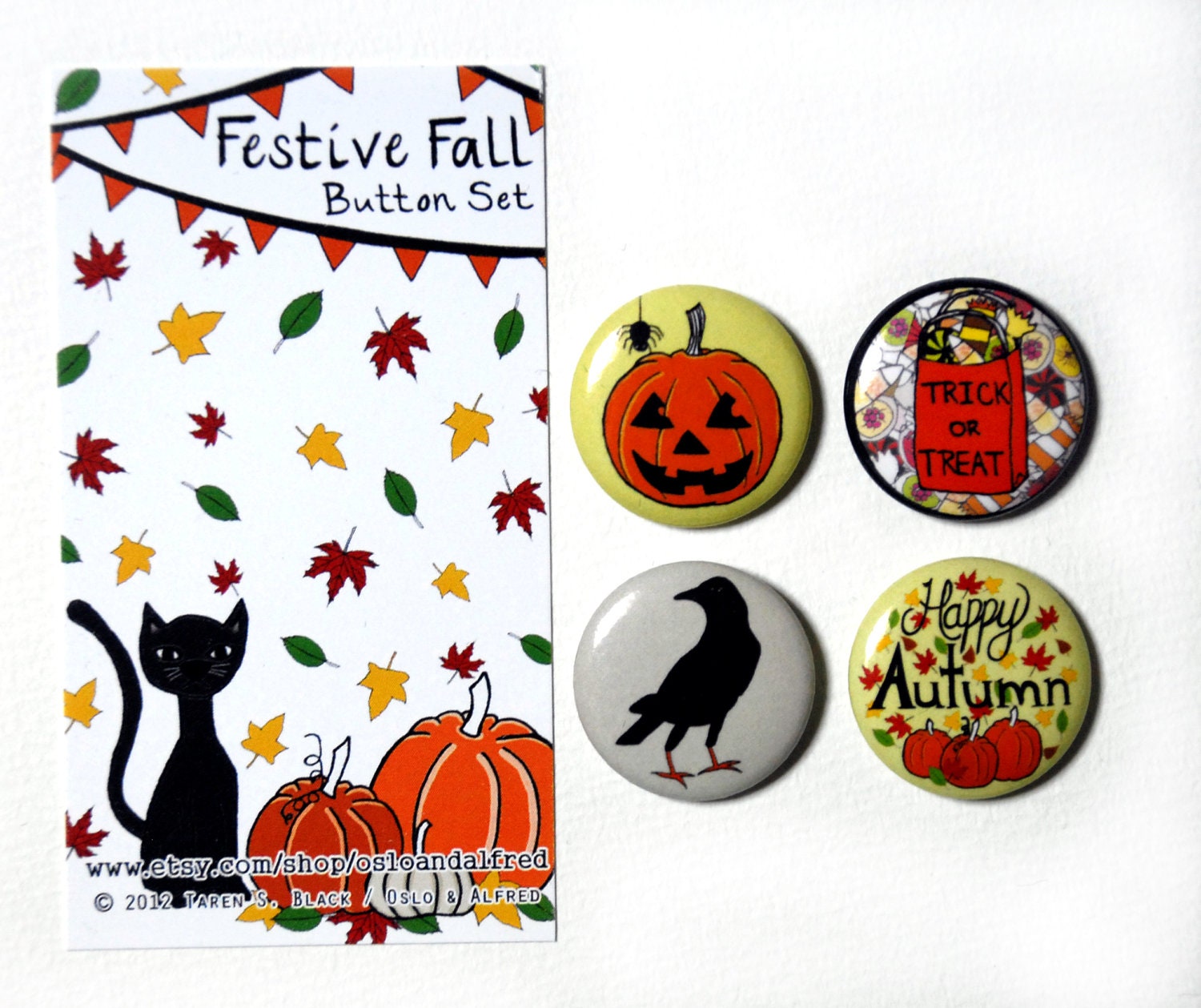 Festive Fall Button Set - Illustrated by Taren S. Black