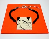Dragonball Z Vegeta Jewelry Bracelet. Comic Capture. Saiyan. Tag Tile Bracelet. Upcycled Comic Collage. Wood Base.