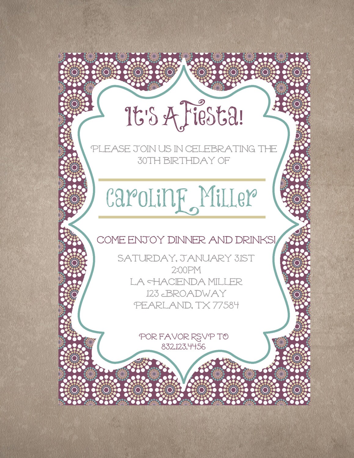 30th fiesta birthday/baby shower invite-Print your own Il_570xn