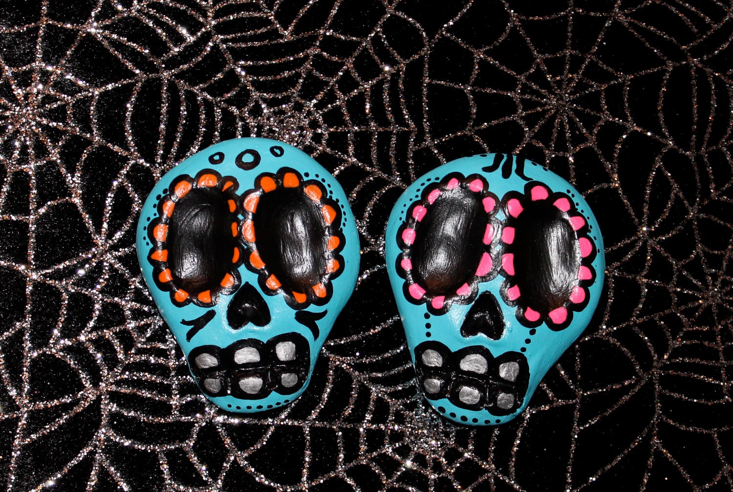 Tropical Blue Sugar Skull Bobby Pin