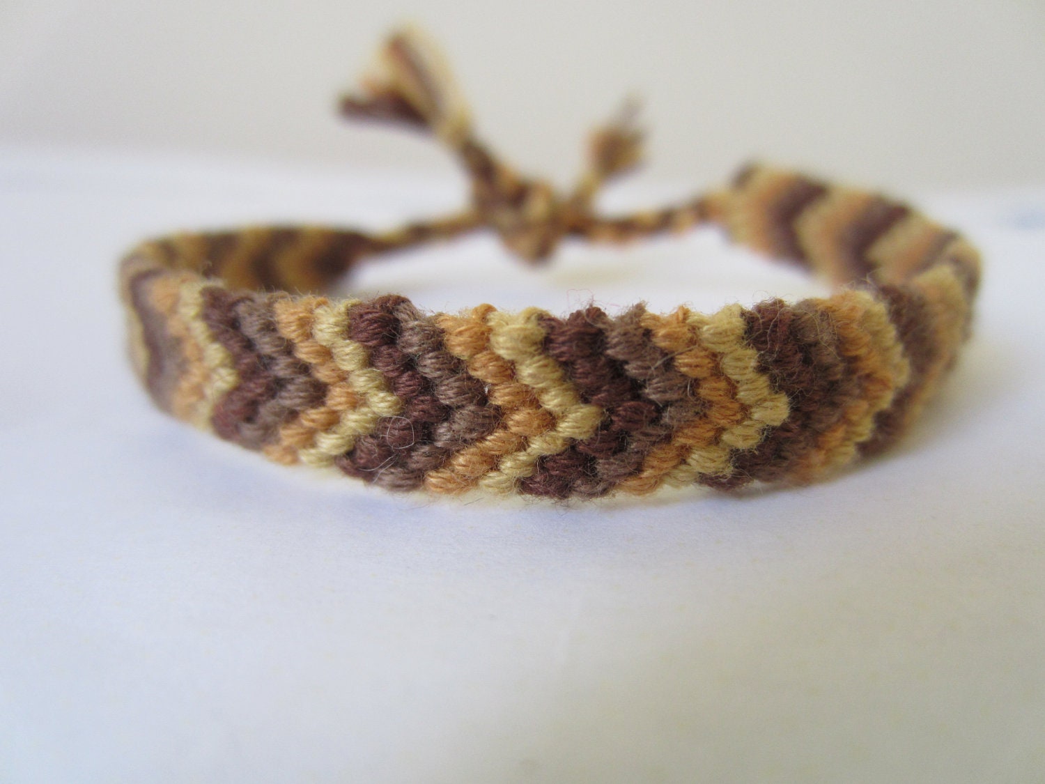 Braided Bracelet - Chevron Bracelet - Natural Brown