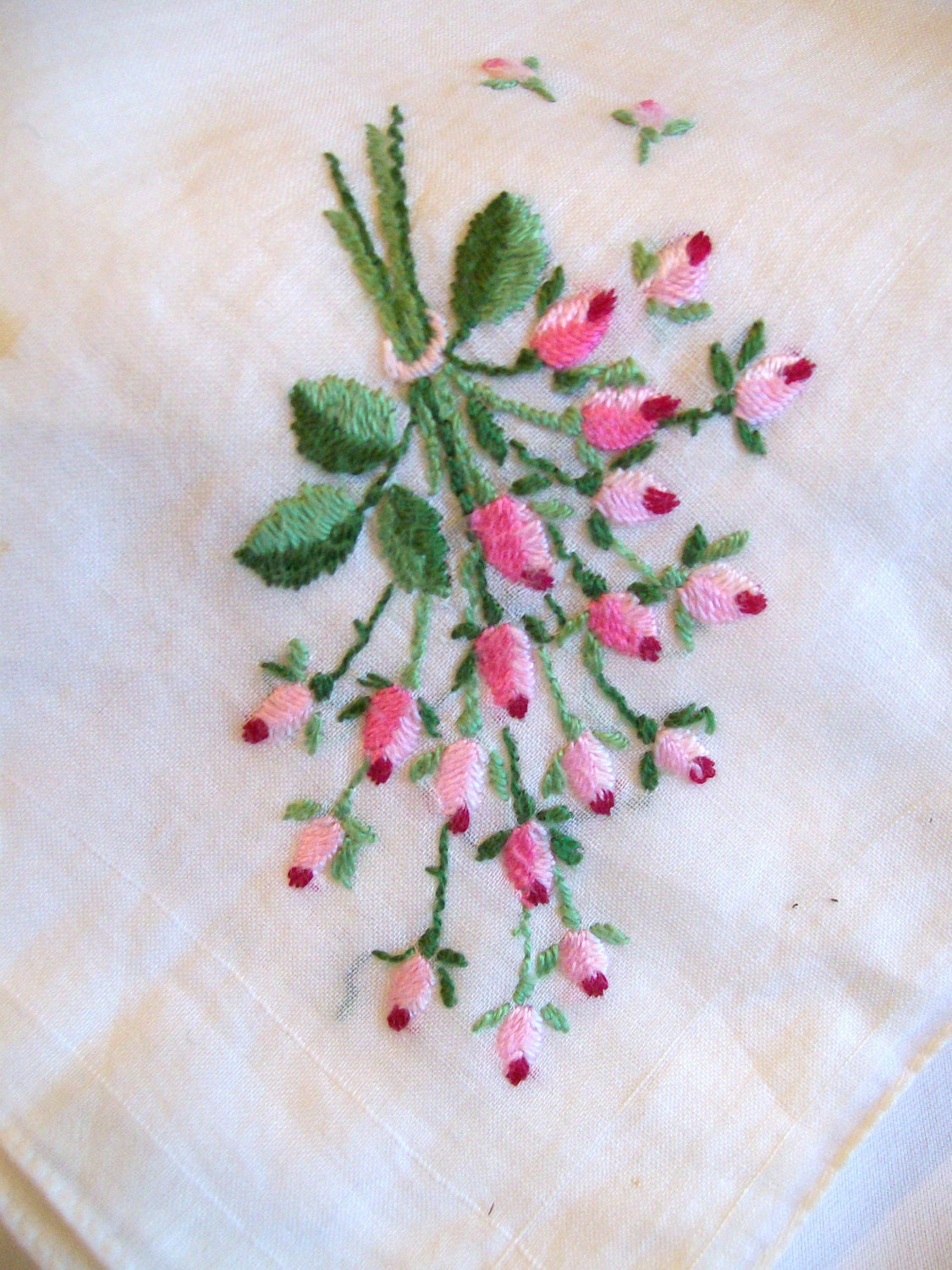RESERVED FOR GINNY Vintage Pink Floral Hankie