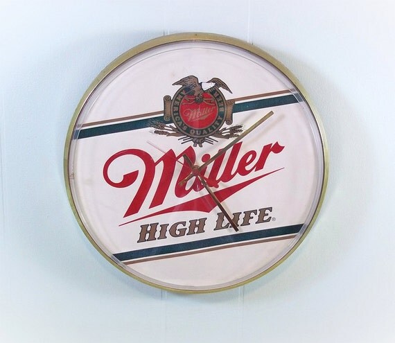 1987 Miller High Life Wall Clock retro by TheWhitePelican on Etsy
