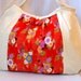 Japanese Fabric Bag Kimono Bag Floral Purse Hobo Bag Medium Handbag Authentic Japanese Kimono fabric Red Chrysanthemums Beige In Stock