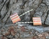 Scrabble Tile Hair Clips Bobby Pins Orange Red Stripes