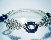 Freya - Hematite and Bright Silver Chainmaille Bracelet