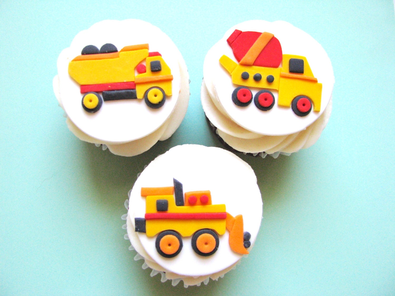 Construction Vehicles Fondant Cupcake Topper Set