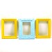 bright frame set, painted frames, yellow, aqua, picture frames, retro colors, upcycled frame set, modern home decor, california