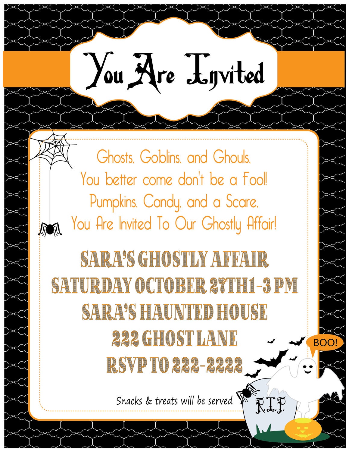 Printable 5X7 Ghostly Affair Halloween Invitation...by Party Like Paula Il_570xn