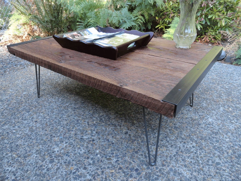 20" x 40" Industrial Coffee Table from old barnwood with hairpin legs