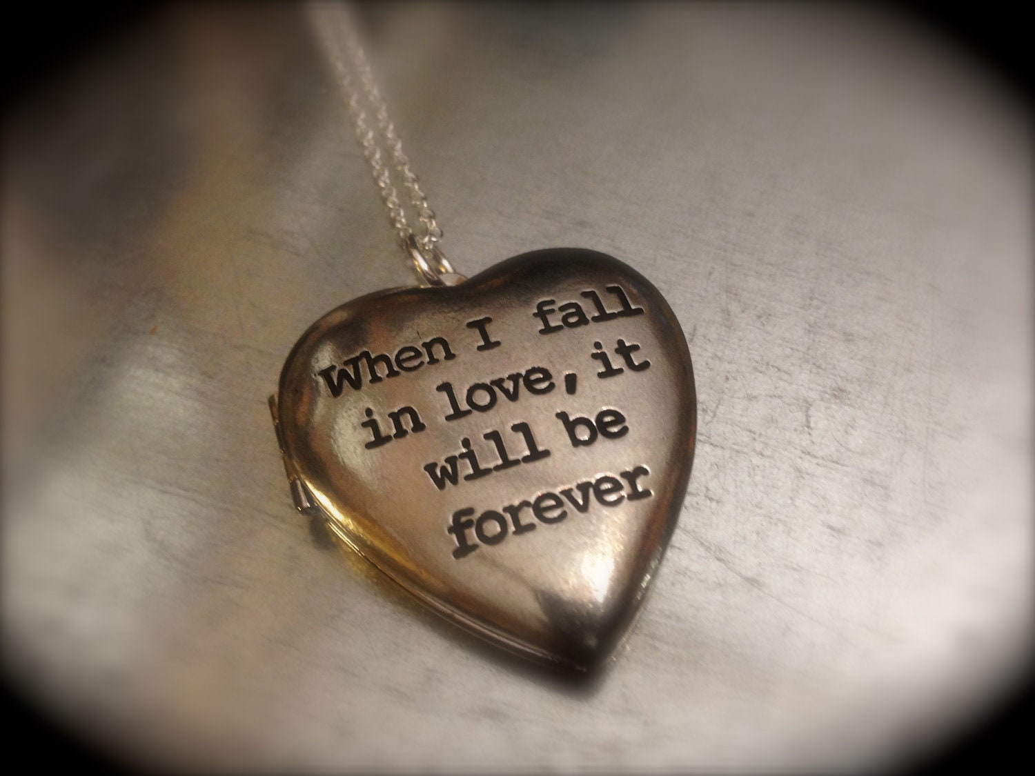 When I Fall in Love it Will Be Forever Jane Austen Locket Necklace