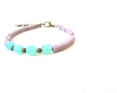 SALE 30% OFF Mint & Lilac Bracelet, Petite Friendship Bracelet, Layering