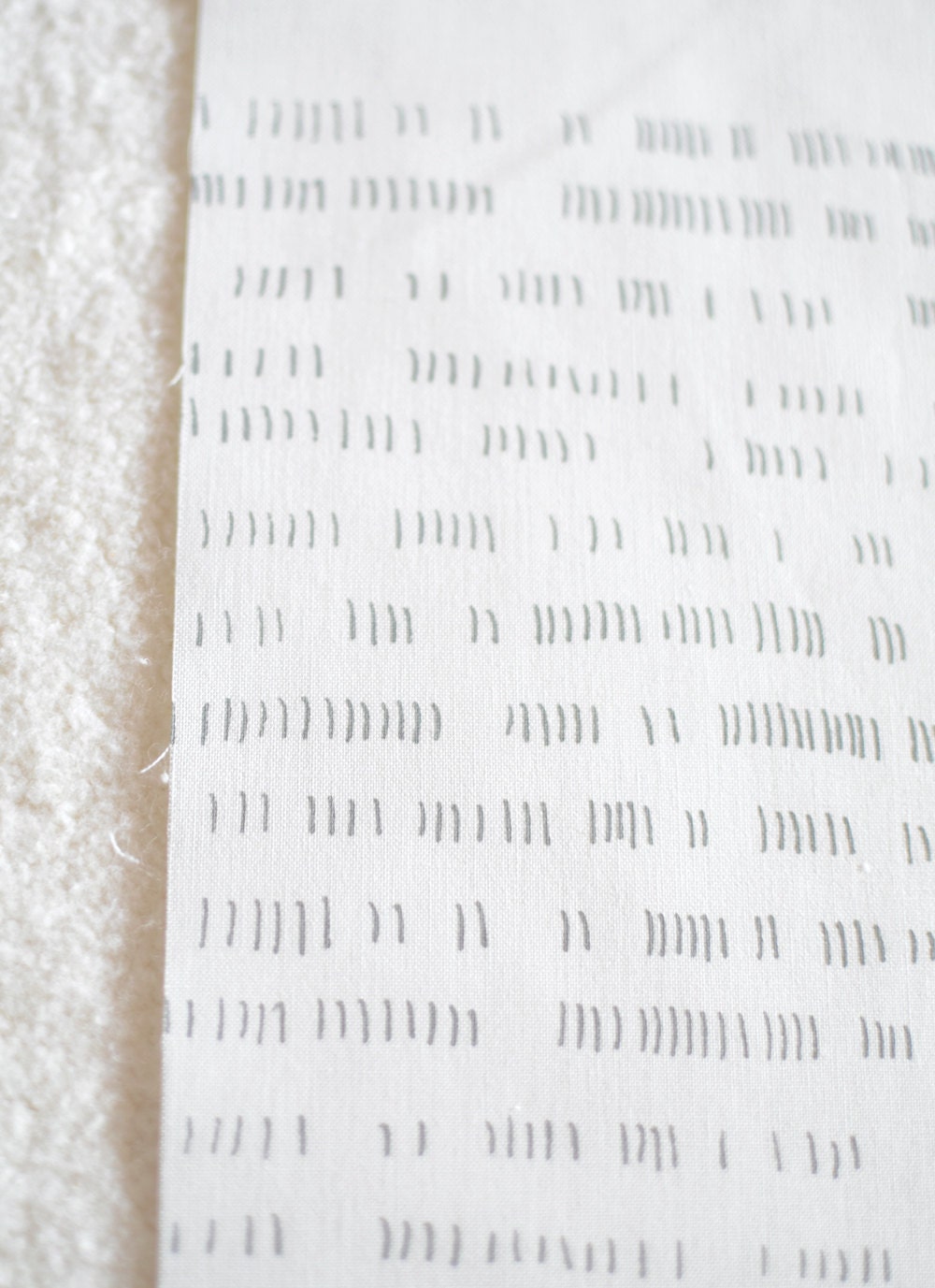 verses in soft grey on white quilting weight cotton handprinted fabric panel
