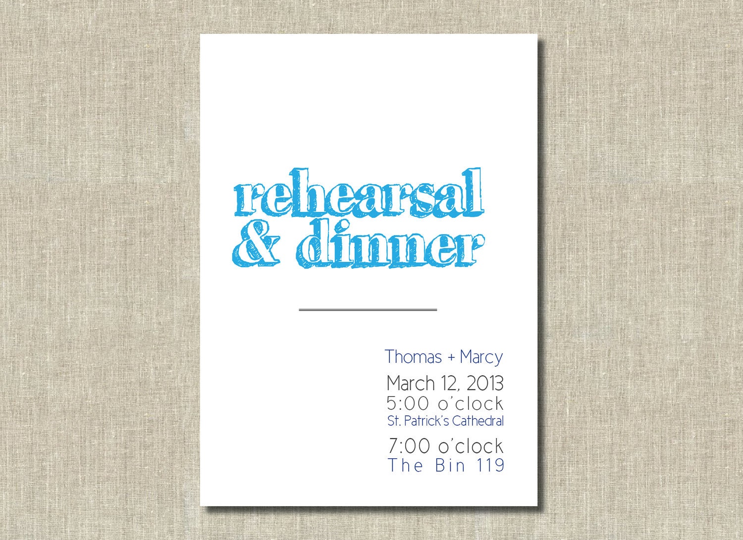 Printable Rehearsal Invitation - Simple Hand Drawn Rehearsal Dinner Invitation - blue - Custom Colors