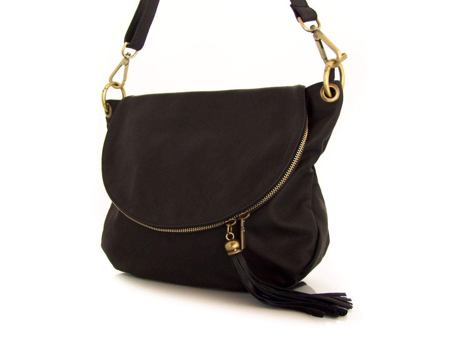 leather handbag purse Black -.- the Lendy-.-
