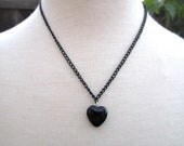 Children's Black Heart Necklace Kids Stocking Stuffer Little Girl Heart Necklace Flower Girl - Princess of Hearts