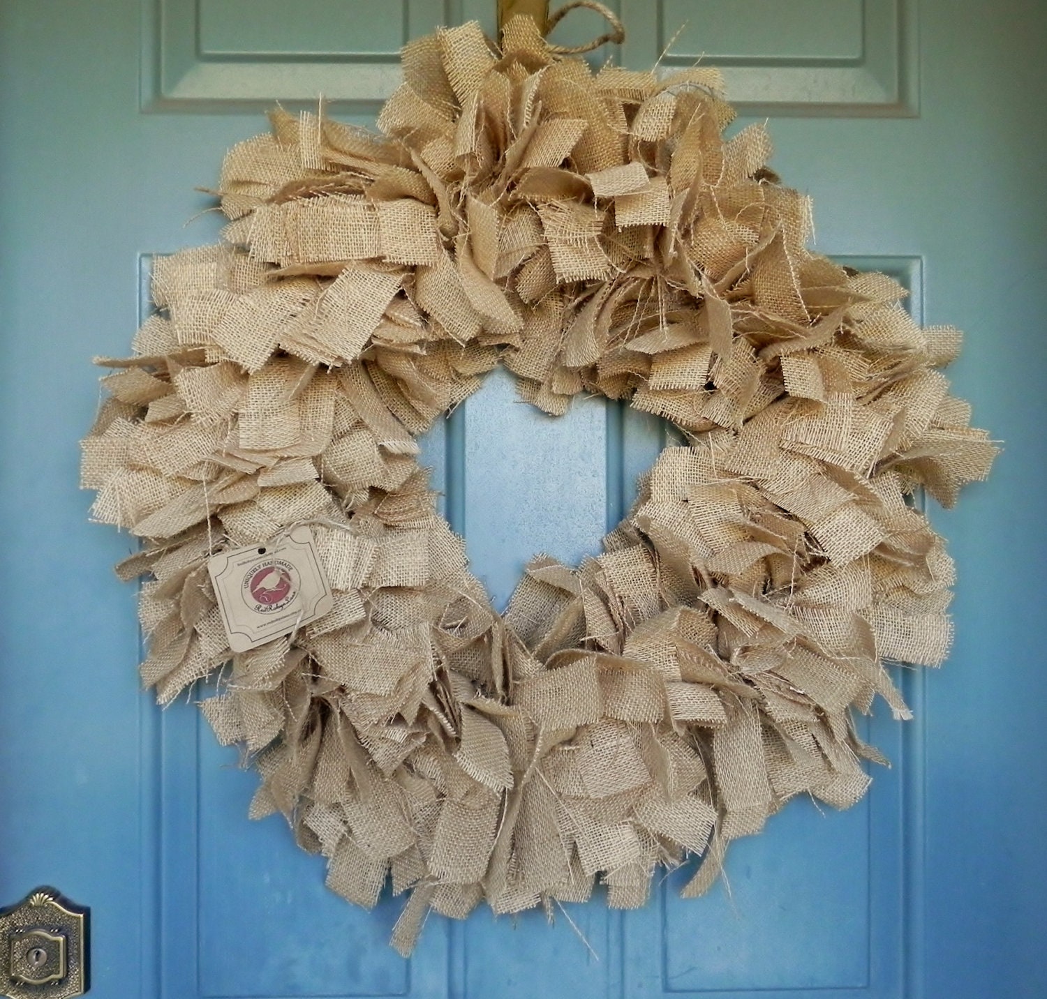 Burlap Wreath Tan X LARGE Rustic Shabby Chic - Largest Tied Burlap on ETSY