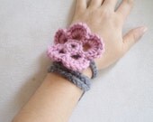 headband, with flower, grey and pink  women accessories, spring,  handmade gifts.