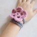 headband, with flower, grey and pink  women accessories, spring,  handmade gifts.