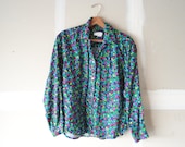 vintage shirt, colorful shirt, turquoise blouse