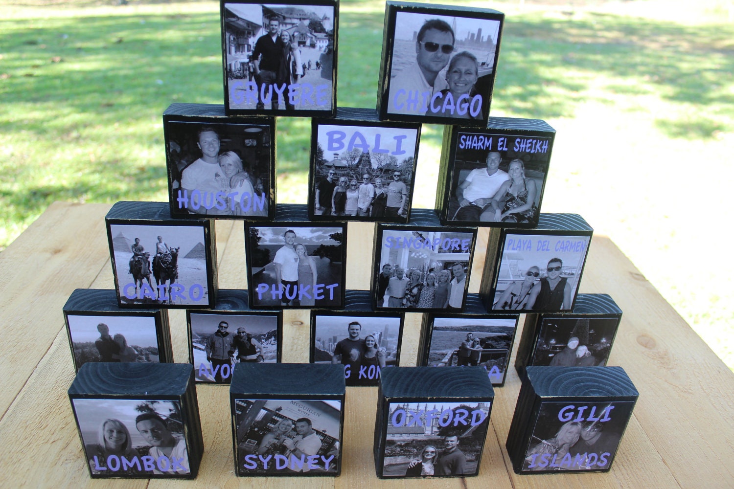 WEDDING DECOR Table Numbers, Place Cards, Centerpieces, Reception Decorations, Rustic Wedding Photo Blocks- Set of 12