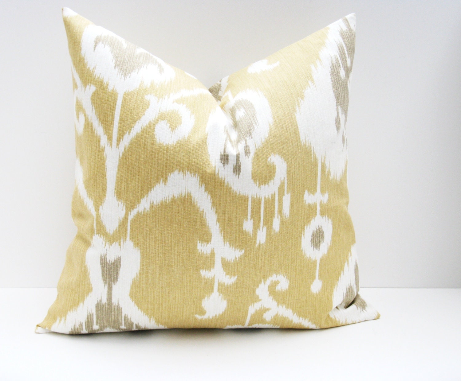 Throw Pillow Cover. Decorative Throw Pillows. 18x18 pillow covers. Tan Ikat Pillow ONE 18x18 printed fabric on front and back