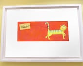 Cute cat illustration print on hot pink - Italian cat says: Miao - Would be great in kids room. Limited edition. - JaneySuperette