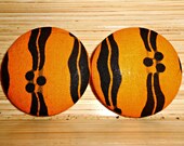 OVERSIZED Ankara Button Studs -Mustard Yellow & Black
