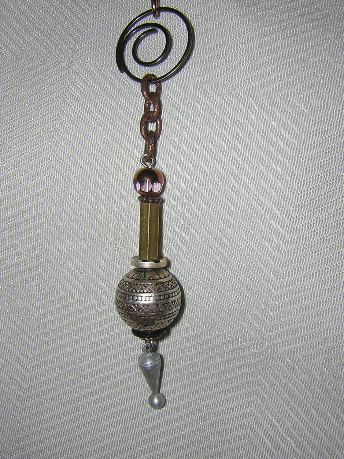 Handmade Mixed Media Industrial Lasso Necklace with Found Objects, Beads, Hardware and Chains